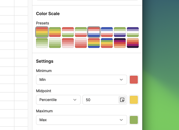 Color scale settings